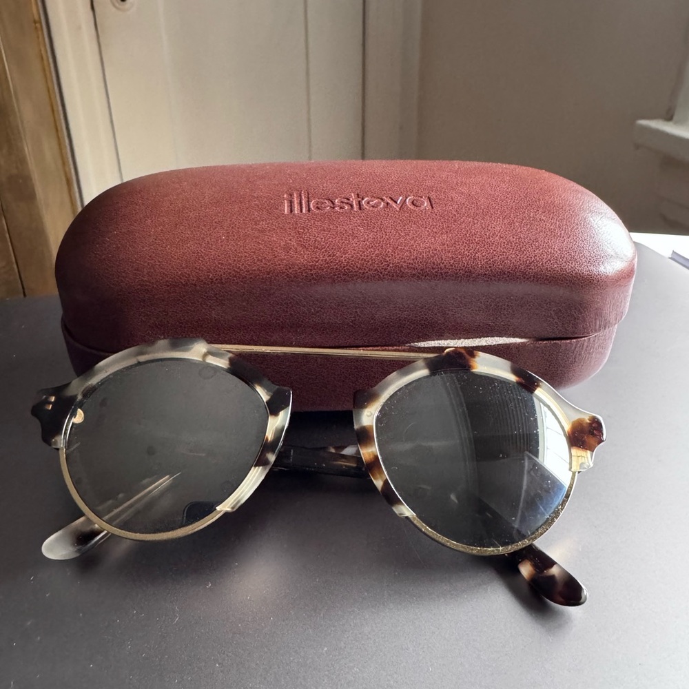 Illesteva Tortoise Shell Round Sunglasses
